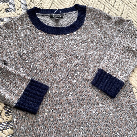 NWOT J Crew Womens Mohair Blend Sweater Size XS Gray Sequins Embellished HOLIDAY - Picture 7 of 11